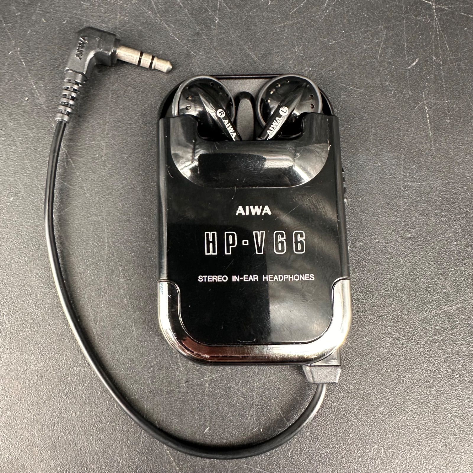 希少 レトロ AIWA ステレオインナーヘッドホン COLOGNE コロン HP-V66 巻き取り式 イヤホン 通電確認済 現状品