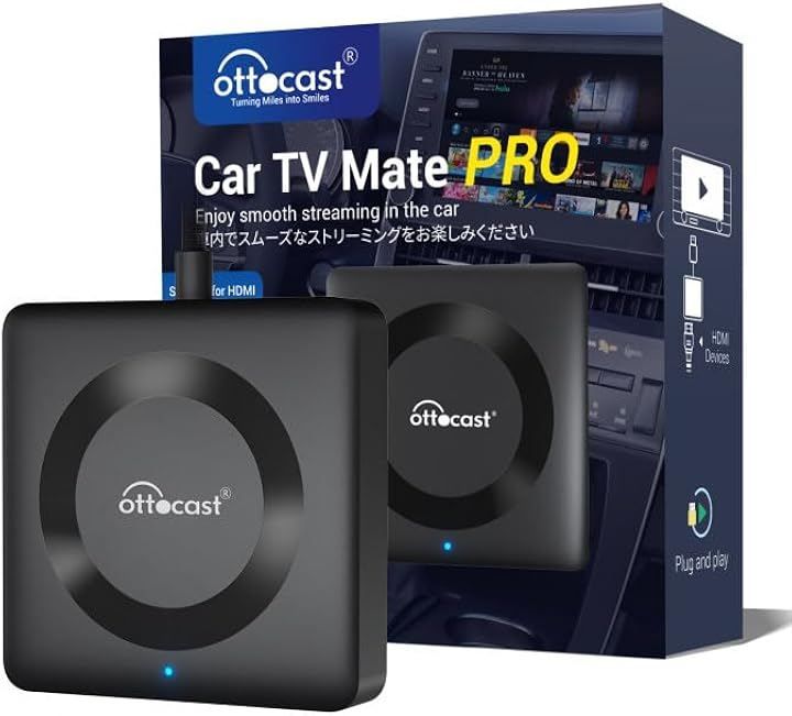 OTTOCAST オットキャスト Car TV Mate Pro カーテレビメイト HDMI™出力のTV stick/スクリーンキャスター/DVDなど接続可能 ワイヤレス CarPlay/iphone対応可能 技適取得済み品 (ブラック) 10,212円
