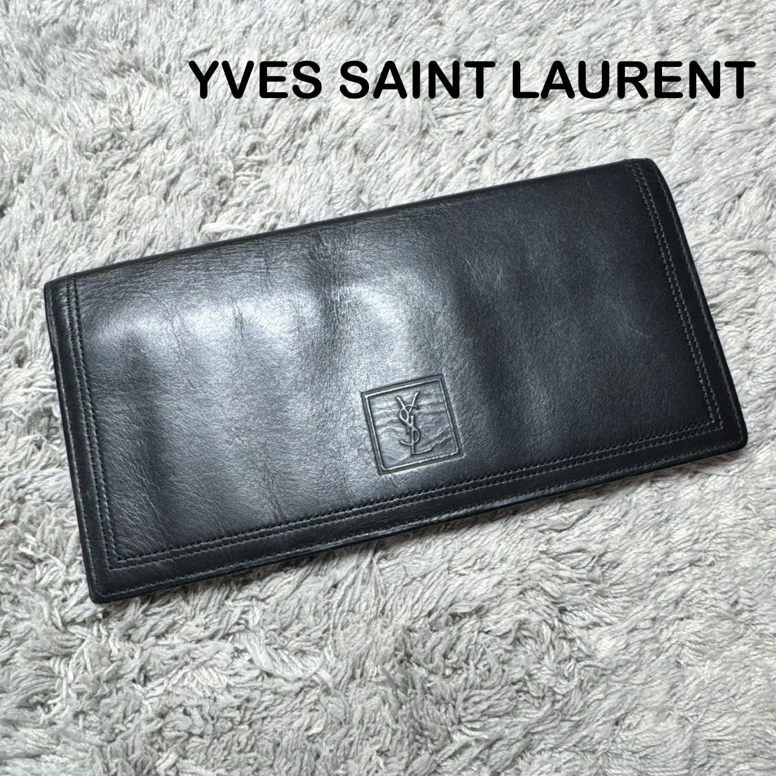 YVES SAINT LAURENT イヴサンローラン 長財布 レザー ブラック - メルカリ
