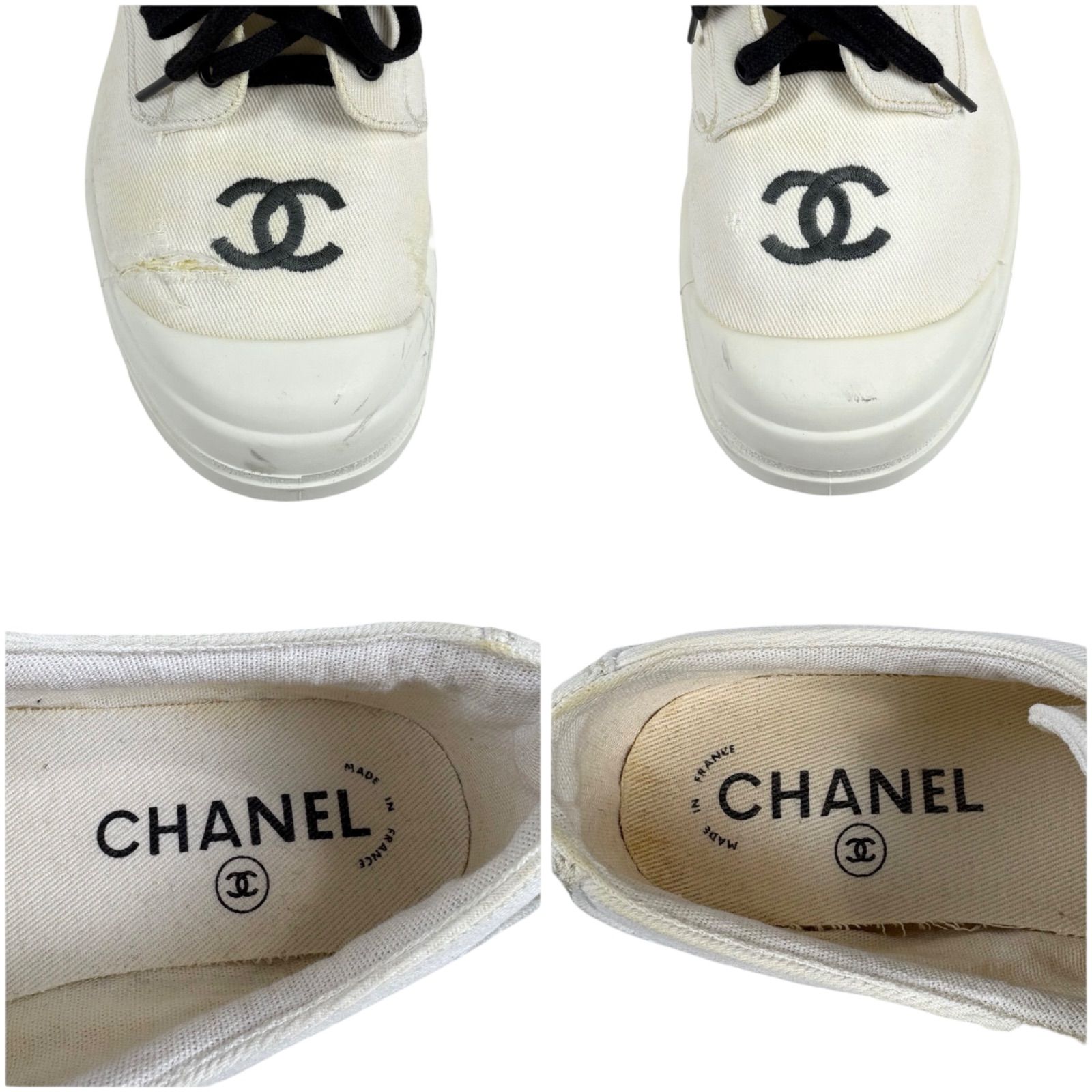 CHANEL シャネル ローカット ココマーク刺繍 スニーカー ホワイト 