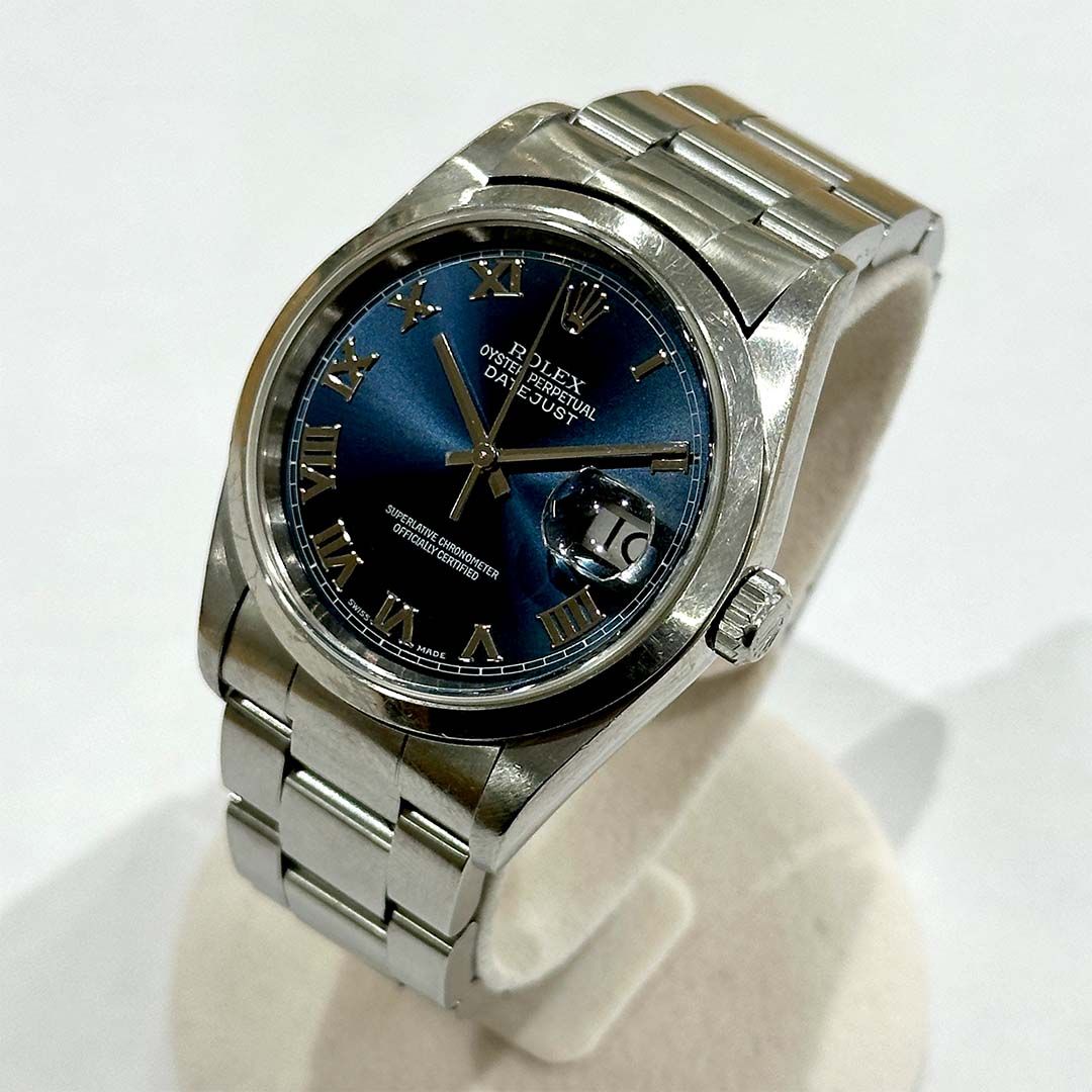♪ ROLEX ロレックス 16200 デイトジャスト Y番 ローマン ブルー文字盤