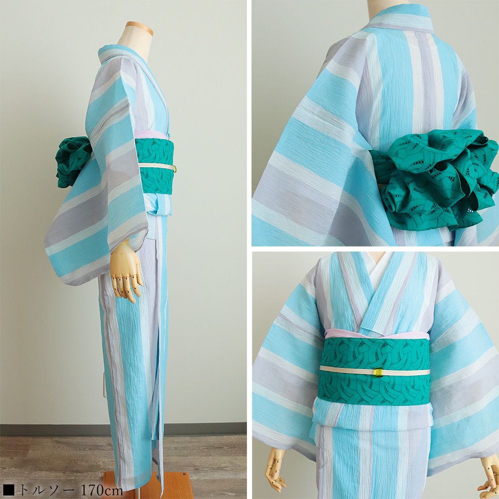 公式】 小千谷ちぢみ 麻100 夏着物 単衣 洗える 単品 日本製 紫絃