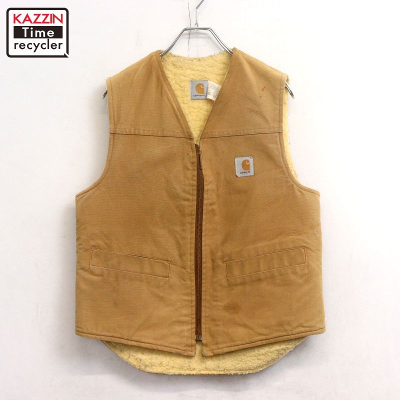 90s USA製 vintage Carhartt ジップアップ 裏地ボア ダック ベスト