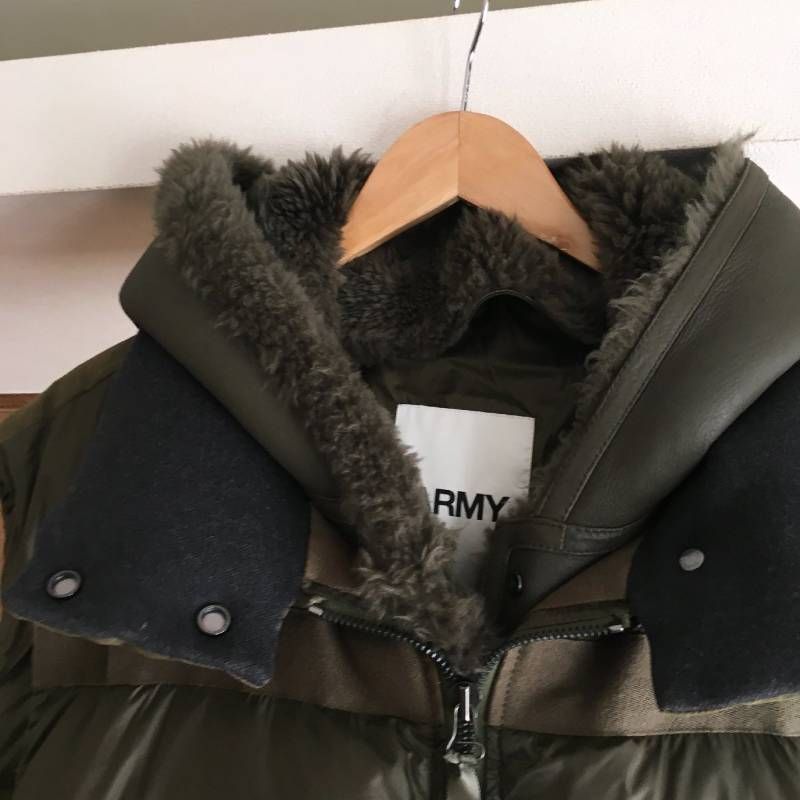美品 イヴサロモン YVES SALOMON ARMY ムートン付き ダウンベスト36