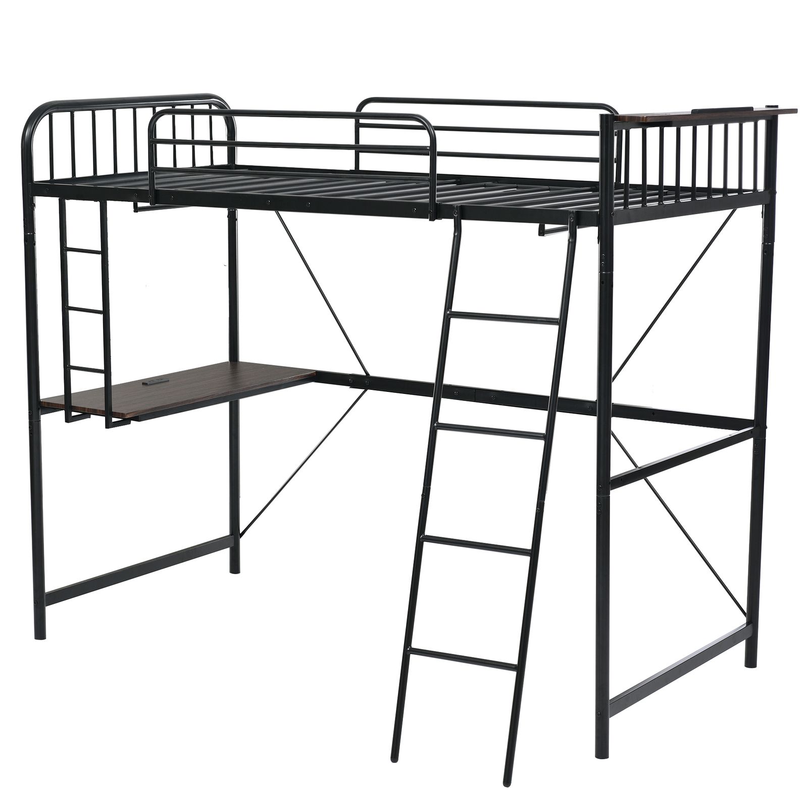 【元sku：WF309175AAA】システムベット ロフトベッド シングル コンセント付き デスク付き 耐荷重120kg 高さ170cm 北欧風 二段ベッド 大 1年保証付き