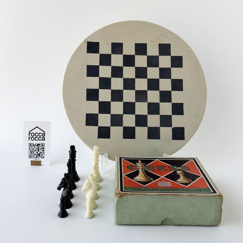 英国 ヴィンテージ チェス セラミック チェスボード チェス駒 駒箱 