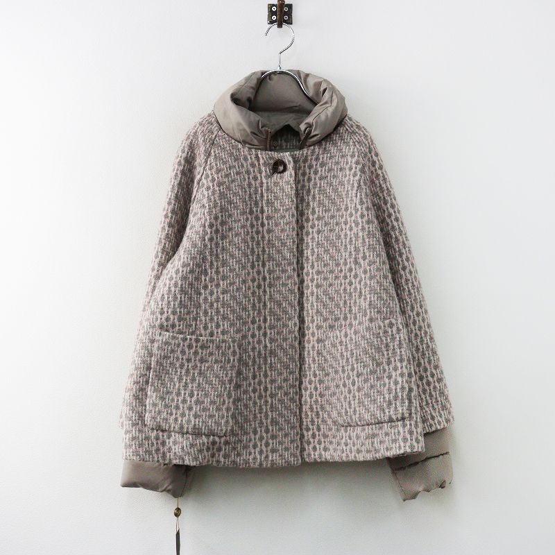ピノーレPINOREツイードコートL 未使用 2023AW ピノーレ PINORE ツイード ノーカラー ジャケット 38