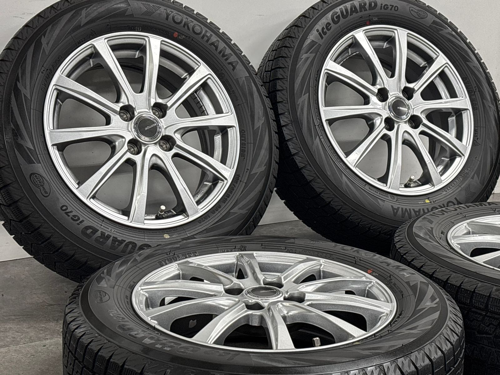 美品 バリ溝】ミルアス 15in 5.5J +42 PCD100 ヨコハマ アイスガード 