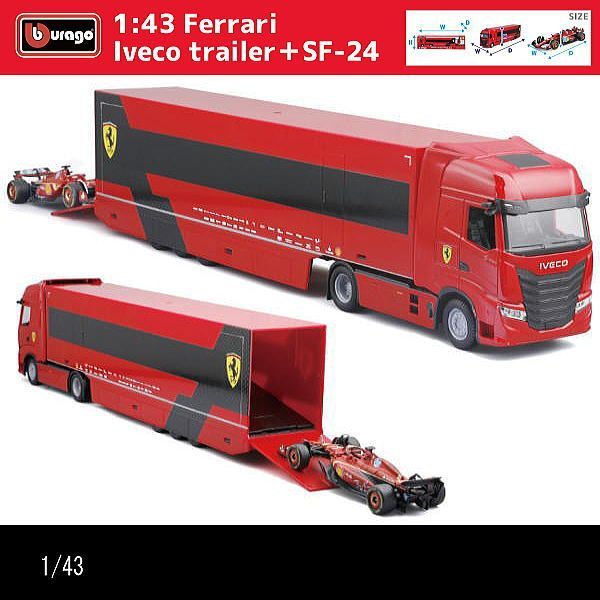 1/43フェラーリ/IVECOトレーラー/F1カー(SF-24)搭載/RACING 1/43フェラーリ/IVECOトレーラー/F1カー(SF-24)搭載/RACING