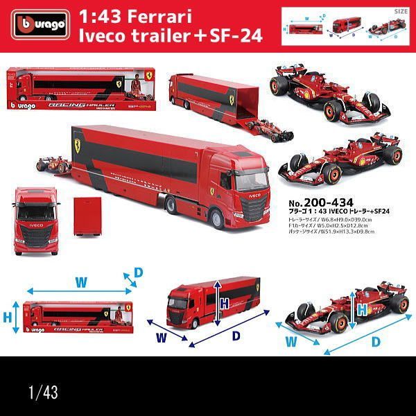1/43フェラーリ/IVECOトレーラー/F1カー(SF-24)搭載/RACING 1/43フェラーリ/IVECOトレーラー/F1カー(SF-24)搭載/RACING