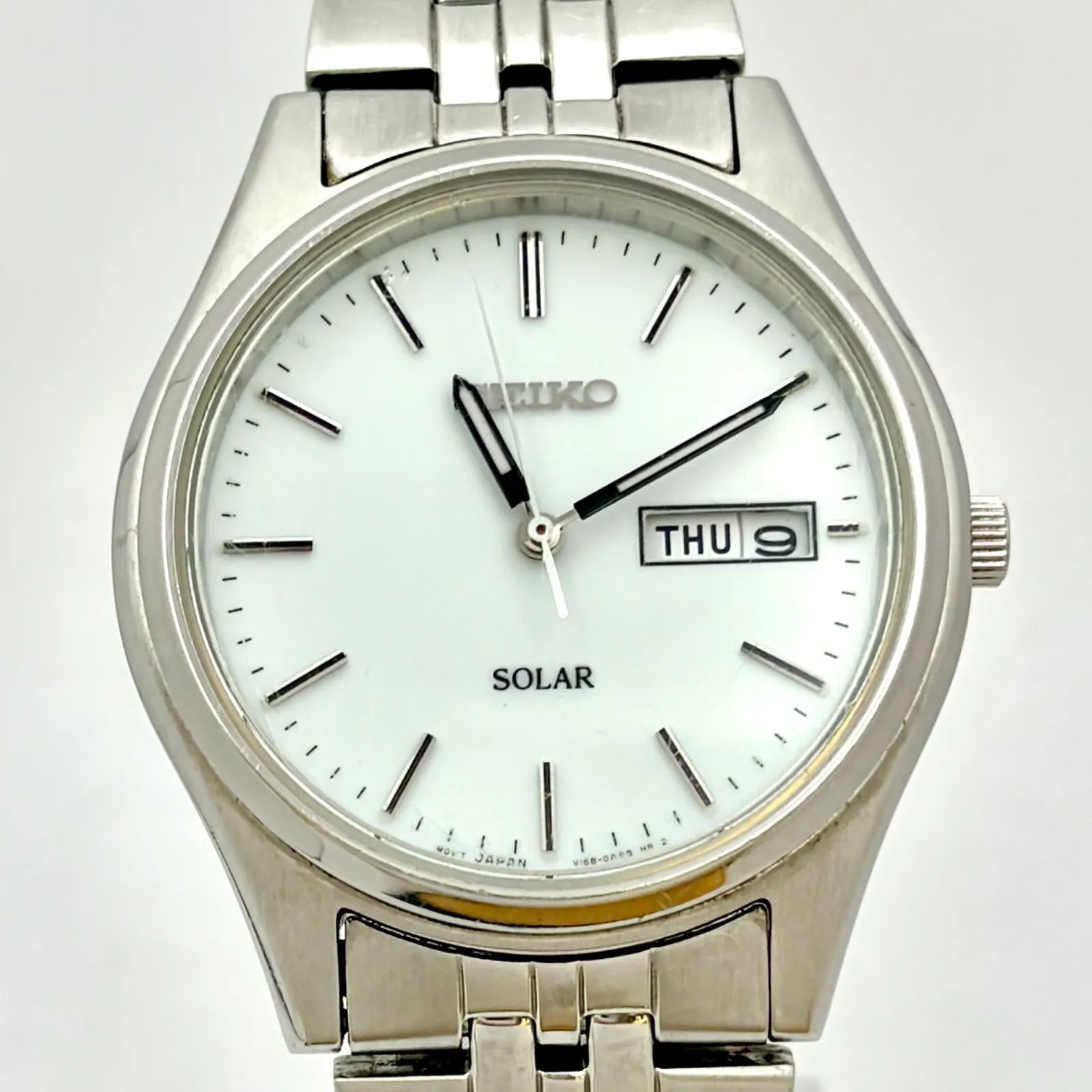 稼働】SEIKO セイコー ソーラー メンズ 腕時計 シルバー デイデイト