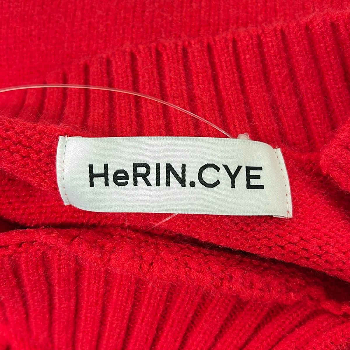 HeRIN.CYE(へリン ドット サイ) 長袖セーター サイズF レディース美品  レッド ハイネック/ショート丈 HeRIN.CYE(へリン ドット サイ) 長袖セーター サイズF レディース美品
