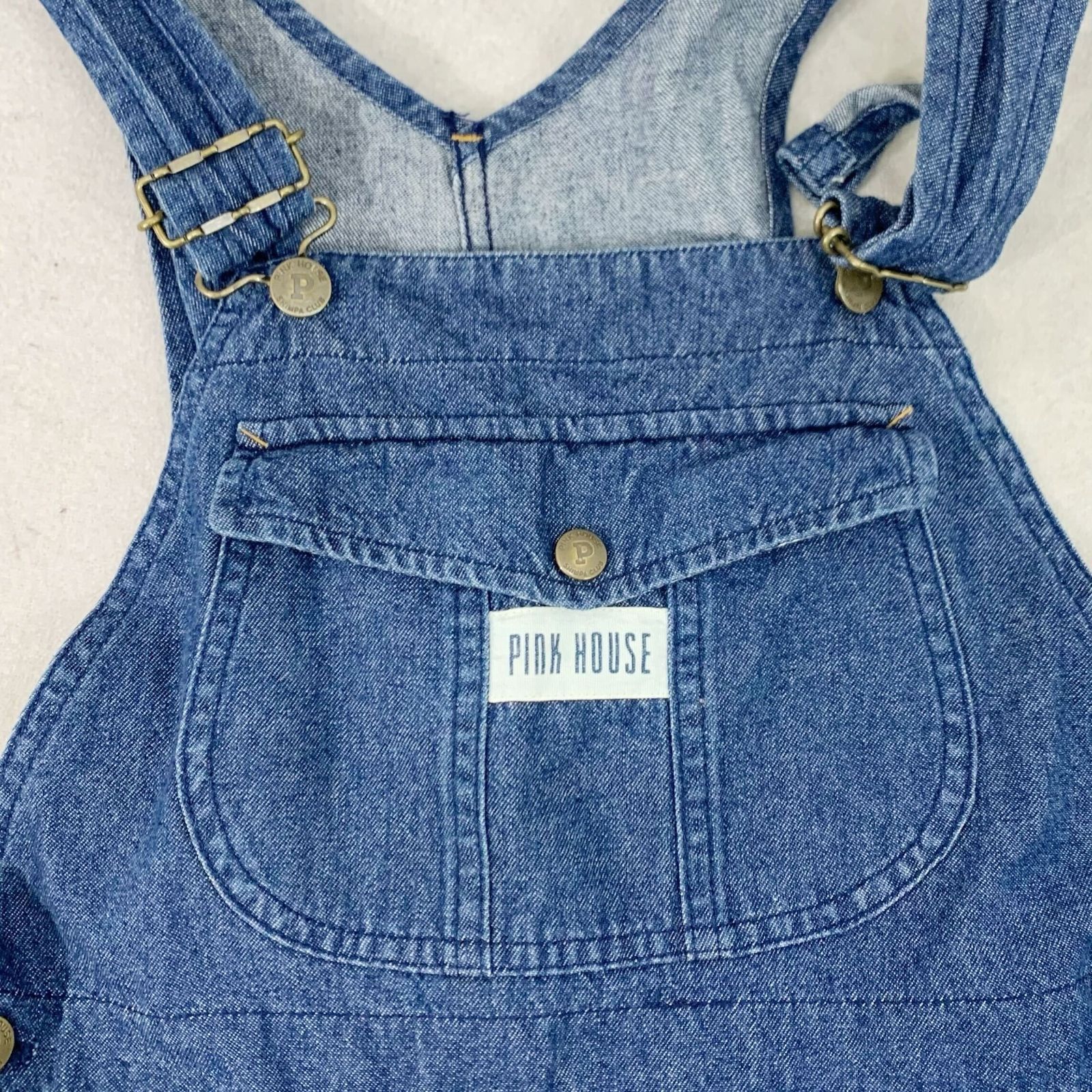 PINK HOUSE デニムサロペット ショートパンツ XL ブルー レディース