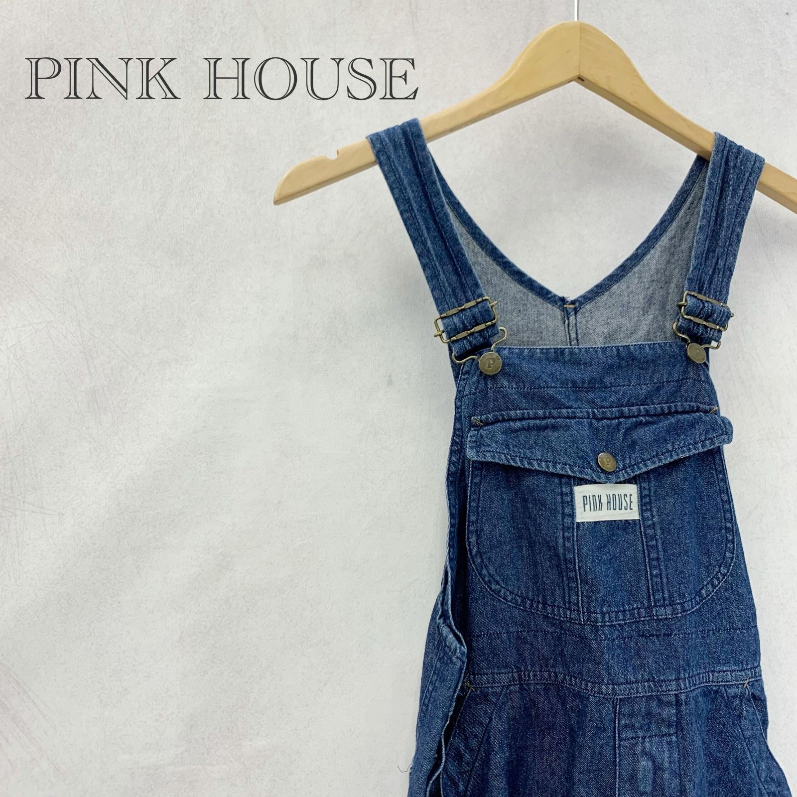 PINK HOUSE デニムサロペット ショートパンツ XL ブルー レディース 