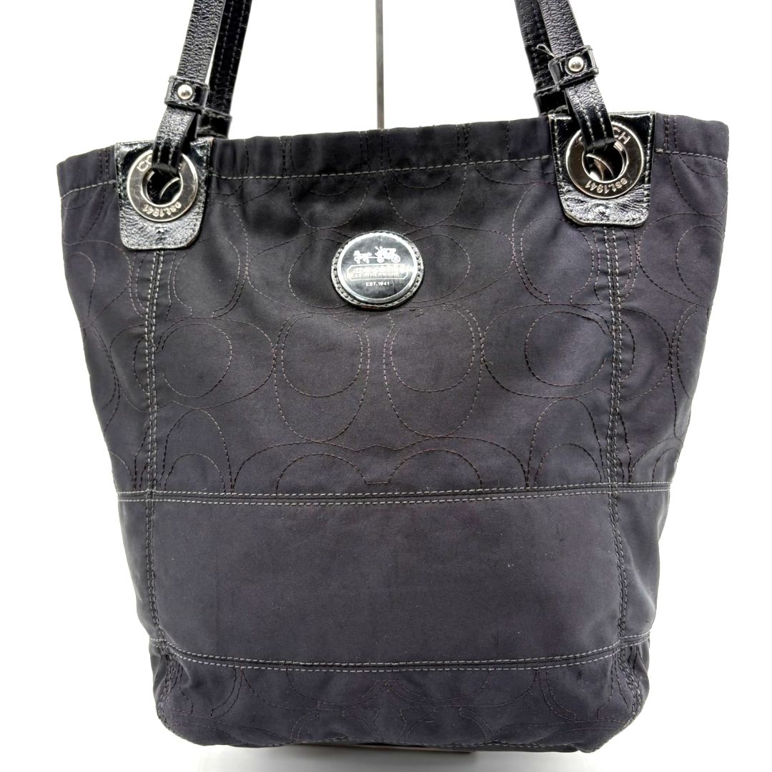 コーチ COACH トートバッグ ナイロン ブラック シグネチャー 総柄 