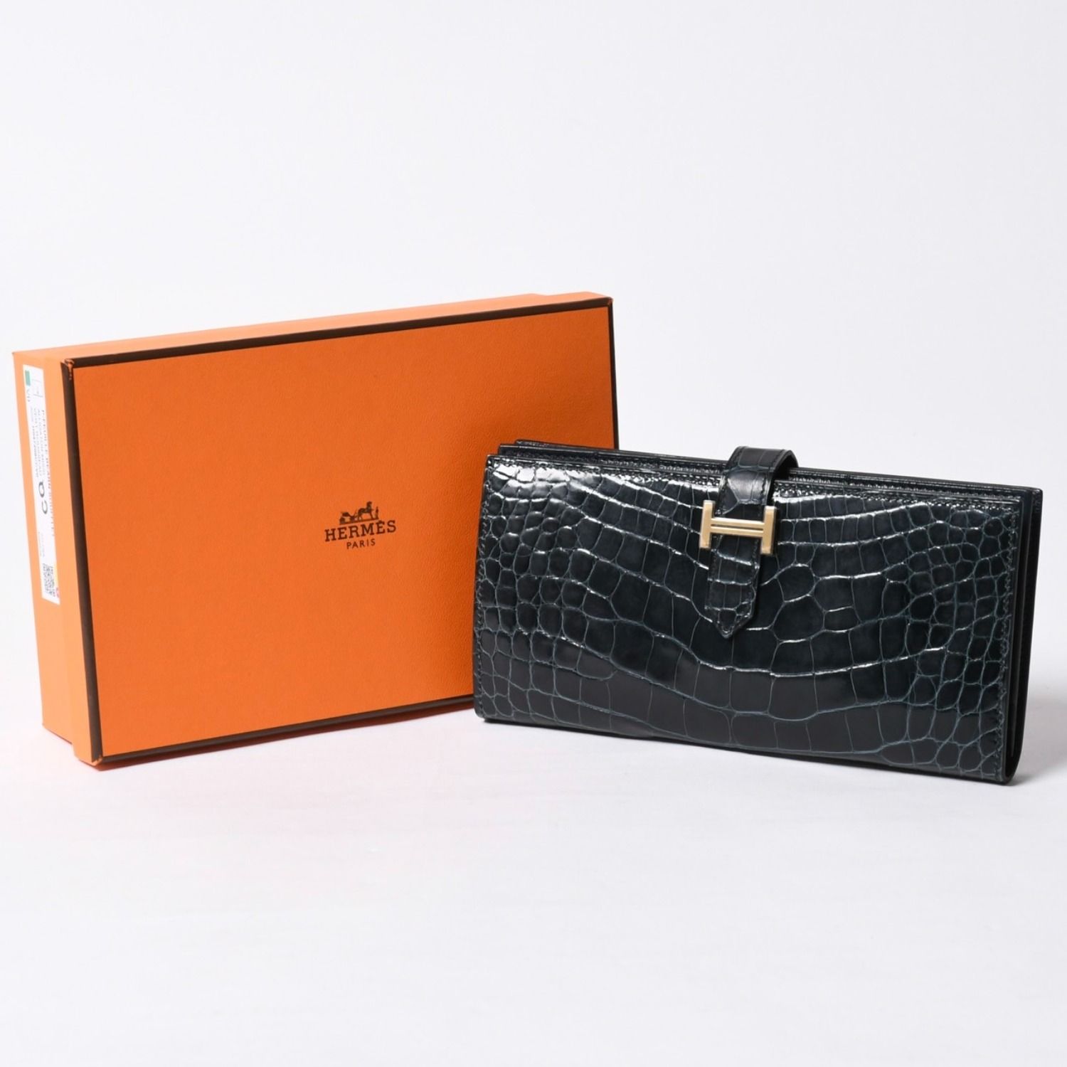 極美品 HERMES エルメス ベアンスフレ 長財布 K刻印 ダークグリーン 
