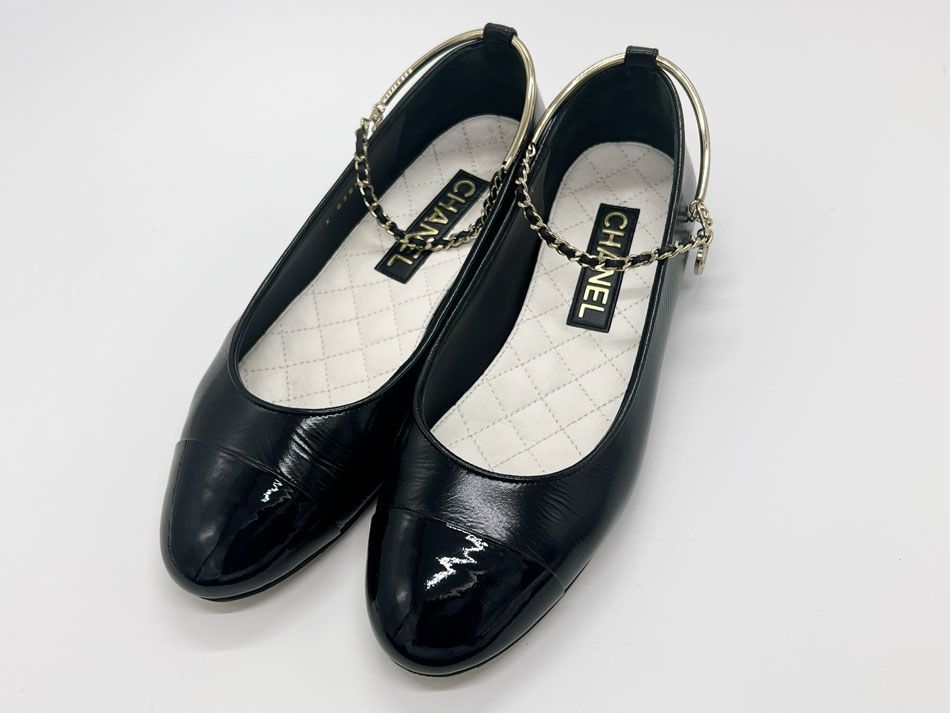シャネル CHANEL フラットシューズ バレエシューズ 37.5 エナメル シャネル CHANEL フラットシューズ バレエシューズ 37.5 エナメル