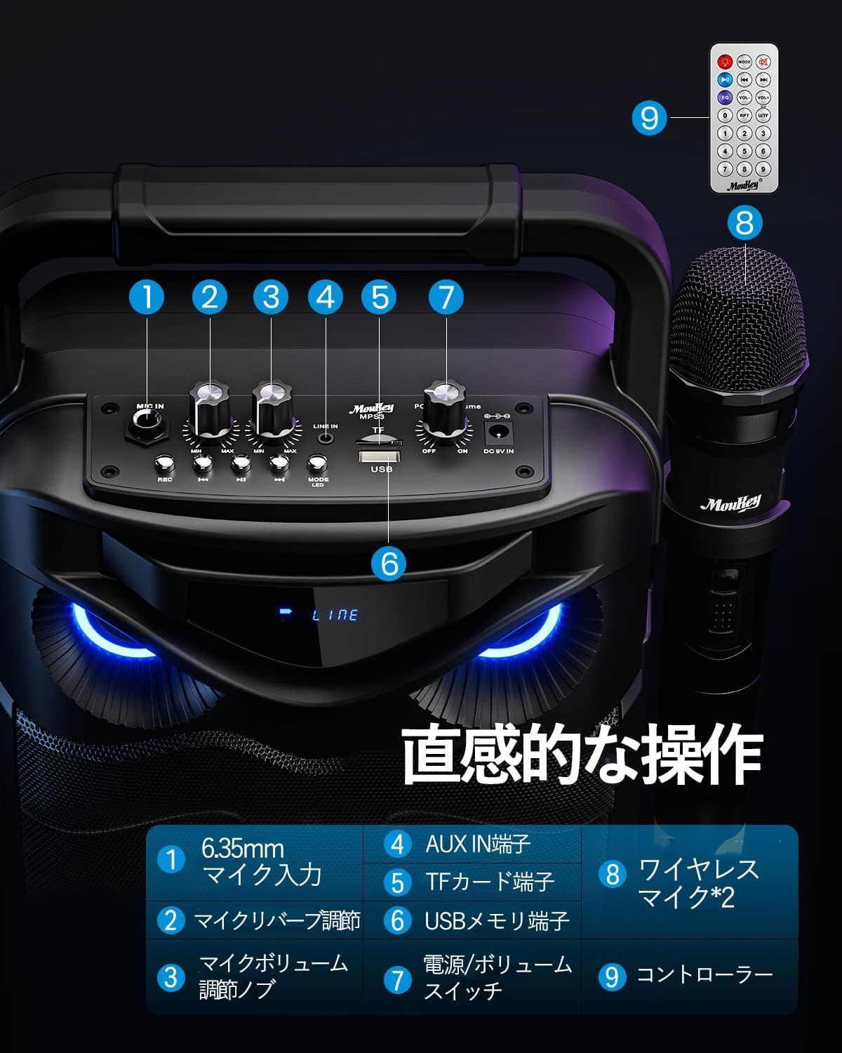 450 ジャンク MouKey MPS3 ワイヤレスマイク2本付き ポータブルPA