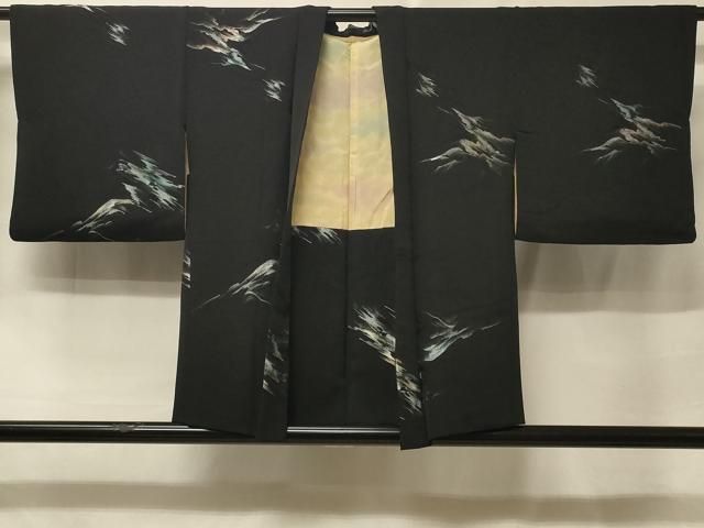 平和屋着物＃羽織 寿光織 霞文 黒地 金銀糸 正絹 逸品 CABE5486in