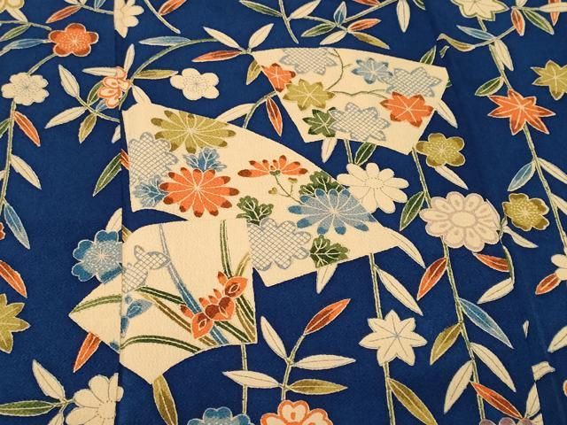平和屋着物■訪問着　型染め　地紙枝垂れ花文　鬼しぼ縮緬　正絹　逸品　CABF4258ev 平和屋着物□訪問着 型染め 地紙枝垂れ花文 鬼しぼ縮緬 正絹 逸品
