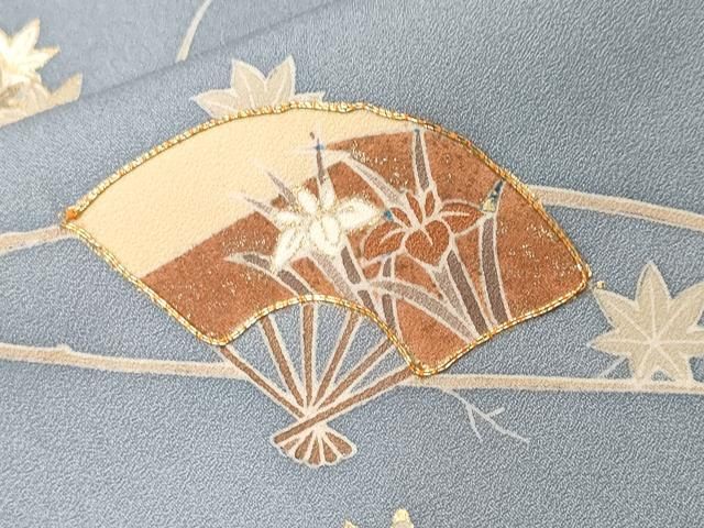 平和屋着物■訪問着　駒刺繍　扇面花文　金彩　正絹　逸品　CABF4263ev 平和屋着物□訪問着 駒刺繍 扇面花文 金彩 正絹 逸品 CABF4263ev