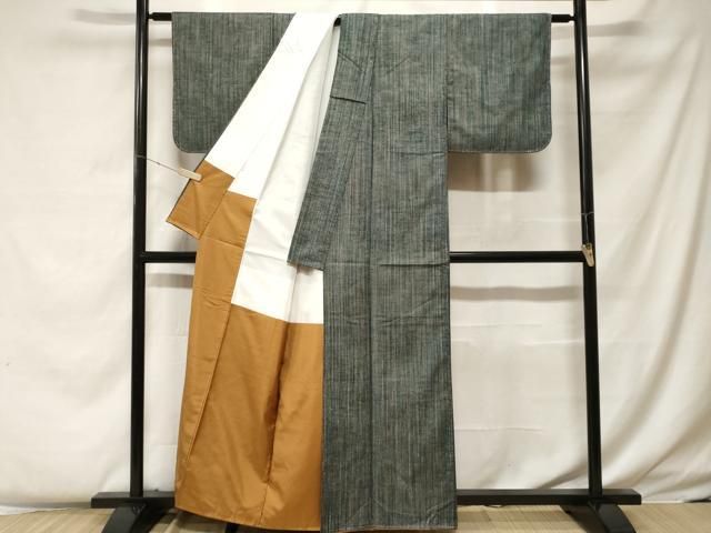 平和屋着物●上質な紬　紬縮緬　横段霞文　証紙付き　正絹　逸品　CABC2094ut 平和屋着物○上質な紬 紬縮緬 横段霞文 証紙付き 正絹 逸品 CABC2094ut