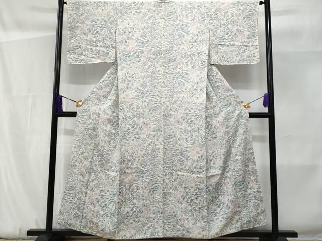 平和屋着物■上質な小紋　草花文　正絹　逸品　未使用　CABF4360ev 平和屋着物□上質な小紋 草花文 暈し染め 正絹 逸品 BAAX4466mzの通販