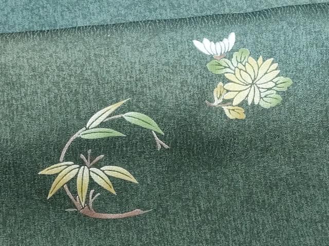 平和屋着物●無地絵羽訪問着　刺繍　樹林地紋　花葉色　正絹　逸品　未使用　AABG6631cs 色無地 無地絵羽訪問着 お茶席着物 式事 フォーマル 御仕立上り
