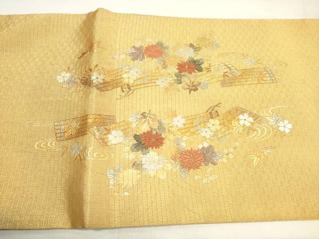 平和屋着物＊夏物　太鼓柄袋帯　櫛織　流水杜若　金銀糸　正絹　逸品　DABC8551cm 平和屋着物＊夏物 太鼓柄袋帯 櫛織 流水杜若 金銀糸 正絹 逸品