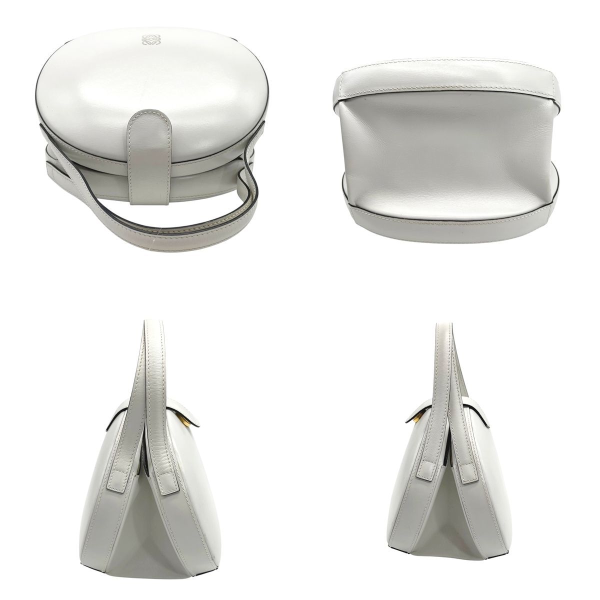 中古】 LOEWE ロエベ ヴィンテージ アナグラム ラウンド ハンドバッグ 