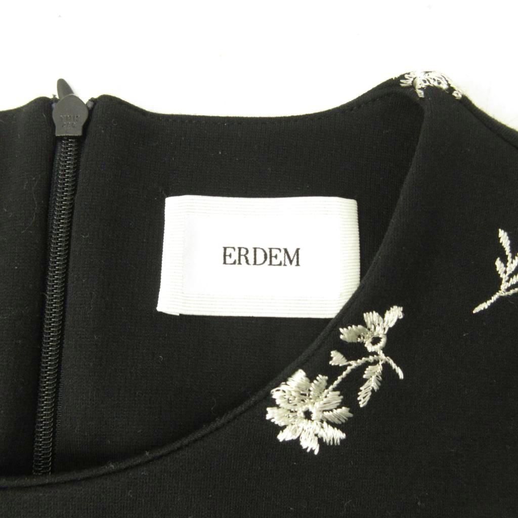 アーデム Erdem 美品 カットソー 花柄 刺繍 五分袖 UK8 ブラック アーデム Erdem 美品 カットソー 花柄 刺繍 五分袖 UK8 黒 ブラック