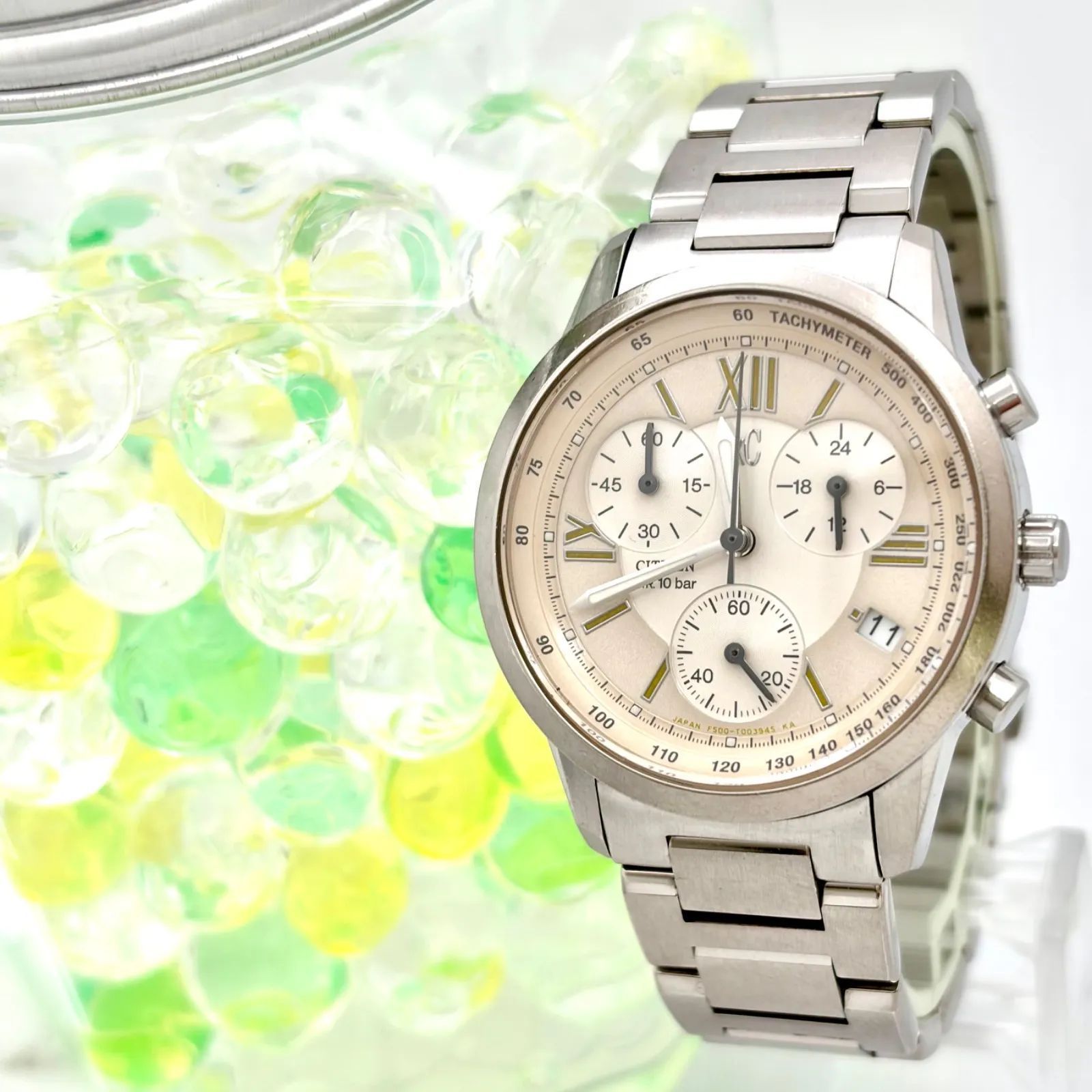 CITIZEN シチズン XC クロスシーQZ  F500-T002382 クロノグラフ デイト レディース腕時計 シチズン 腕時計 XC(クロスシー) F500-T002382 レディース ベージュ