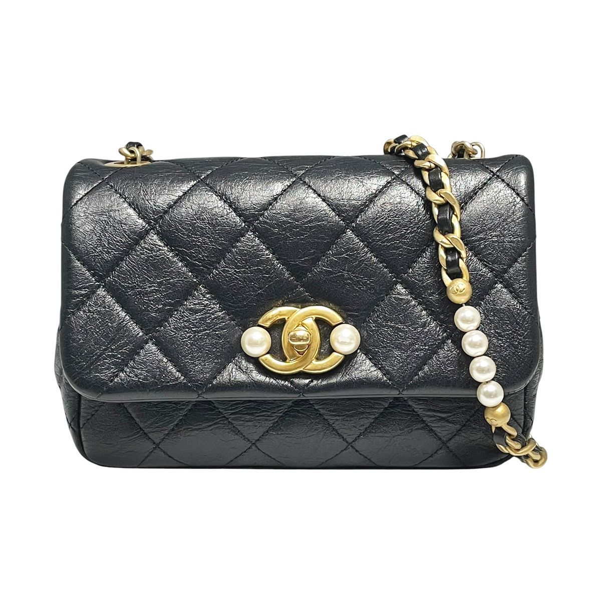 中古】 CHANEL シャネル マトラッセ パールチェーンショルダー AS3000 
