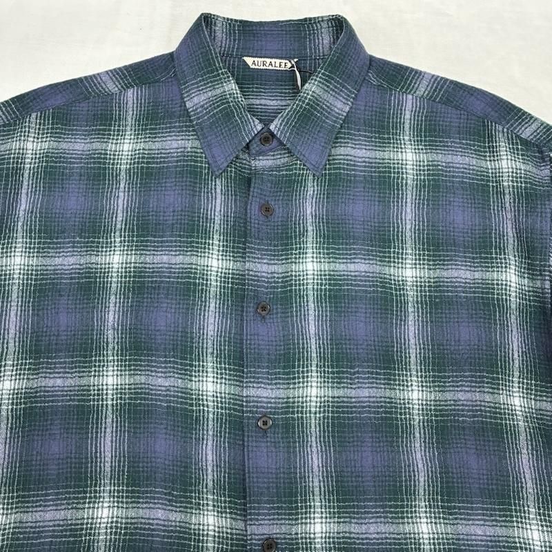 オーラリー 25AW AIRY WOOL CHECK SHIRT エアリー ウール チェック 
