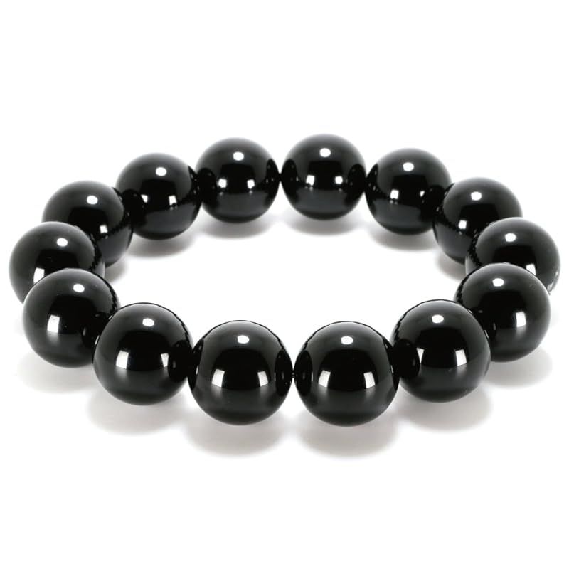 【新品】 鑑別済み AAA 黒水晶 モリオン ブレスレット 約１６ｍｍ 1