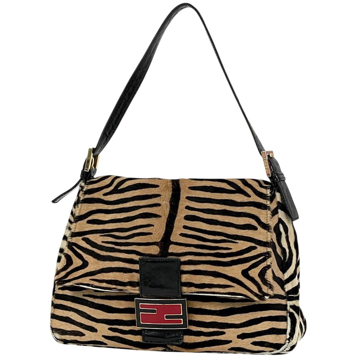 フェンディ FENDI ズッカロゴ ショルダーバッグ ゼブラ柄 ハラコ 