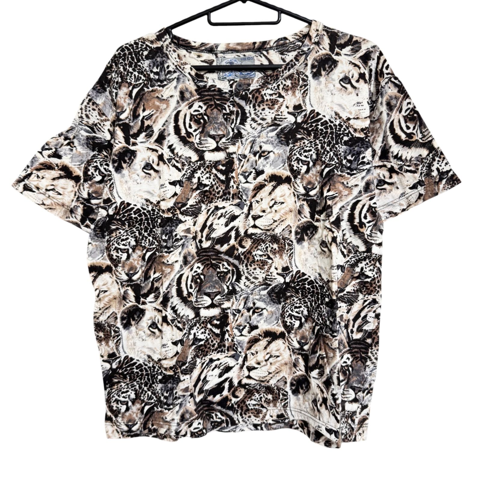 KENZONE JEANS ケンゾージーンズ メンズ トップス Tシャツ 半袖 ブラウン 虎柄 綿100％ 日本製 サイズ不明 J3