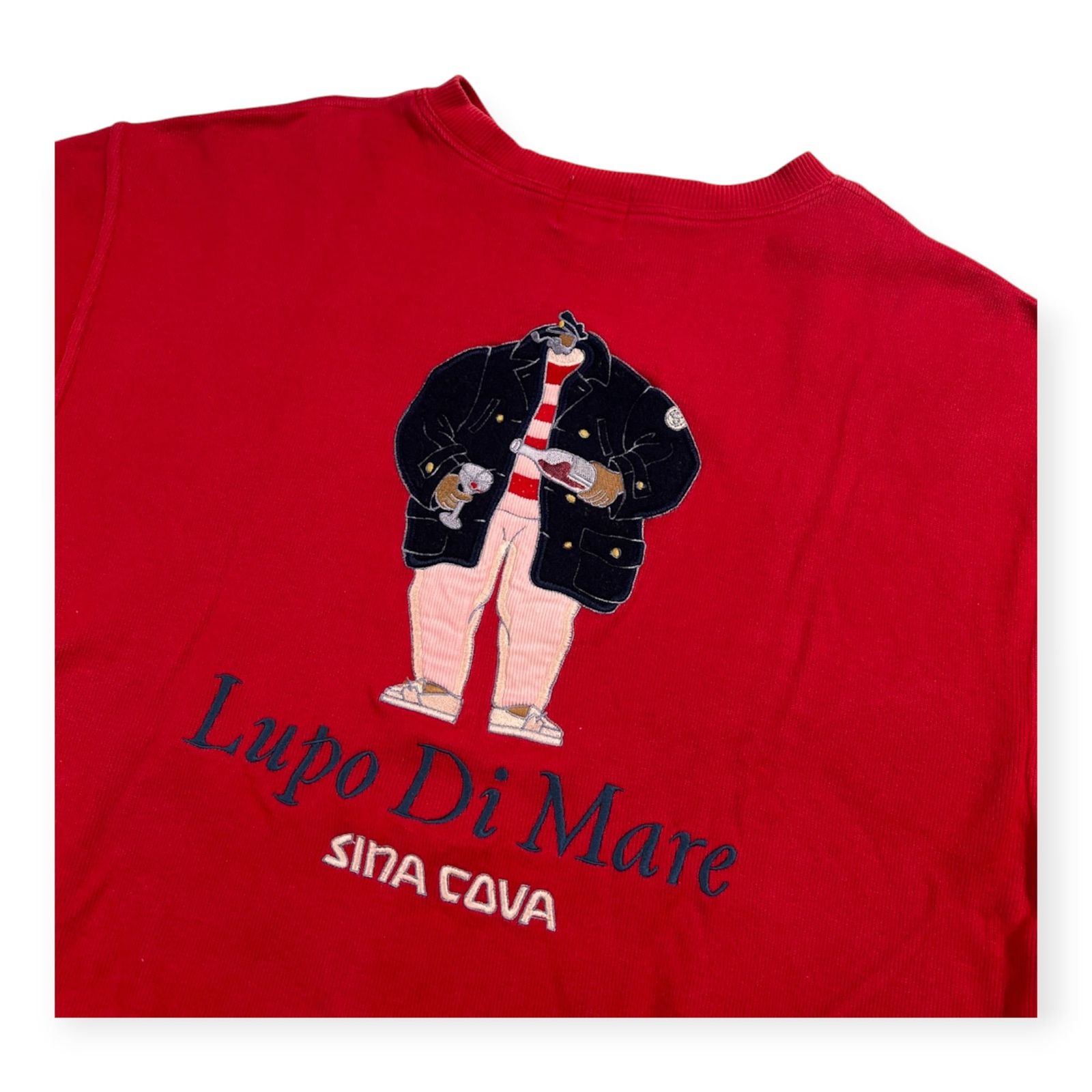 SINA COVA シナコバ 背中BIGデザイン入り ワッペン付き スウェット トレーナー サイズ LL /レッド/メンズ/日本製/マリン SINA COVA シナコバ 背中BIGデザイン入り ワッペン付き スウェット