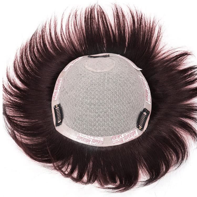 Luce brillare ヘアピース 人毛 部分ウィッグ かつら 男性 女性 カツラ トップウィッグ メンズ レディース つむじ 頭頂部 トップピース ポイントピース 薄毛 脱毛 人毛100% 部分カツラ ショート トッ [ダークブラウン(Premium)]