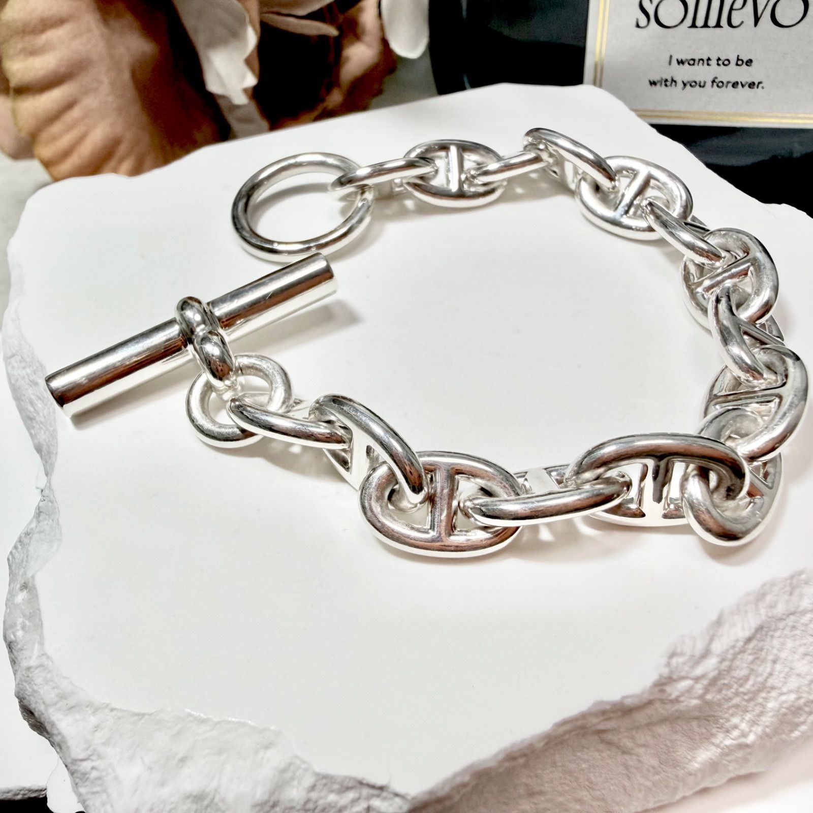 極美品 HERMES エルメス シェーヌダンクル PM 15コマ ブレスレット 