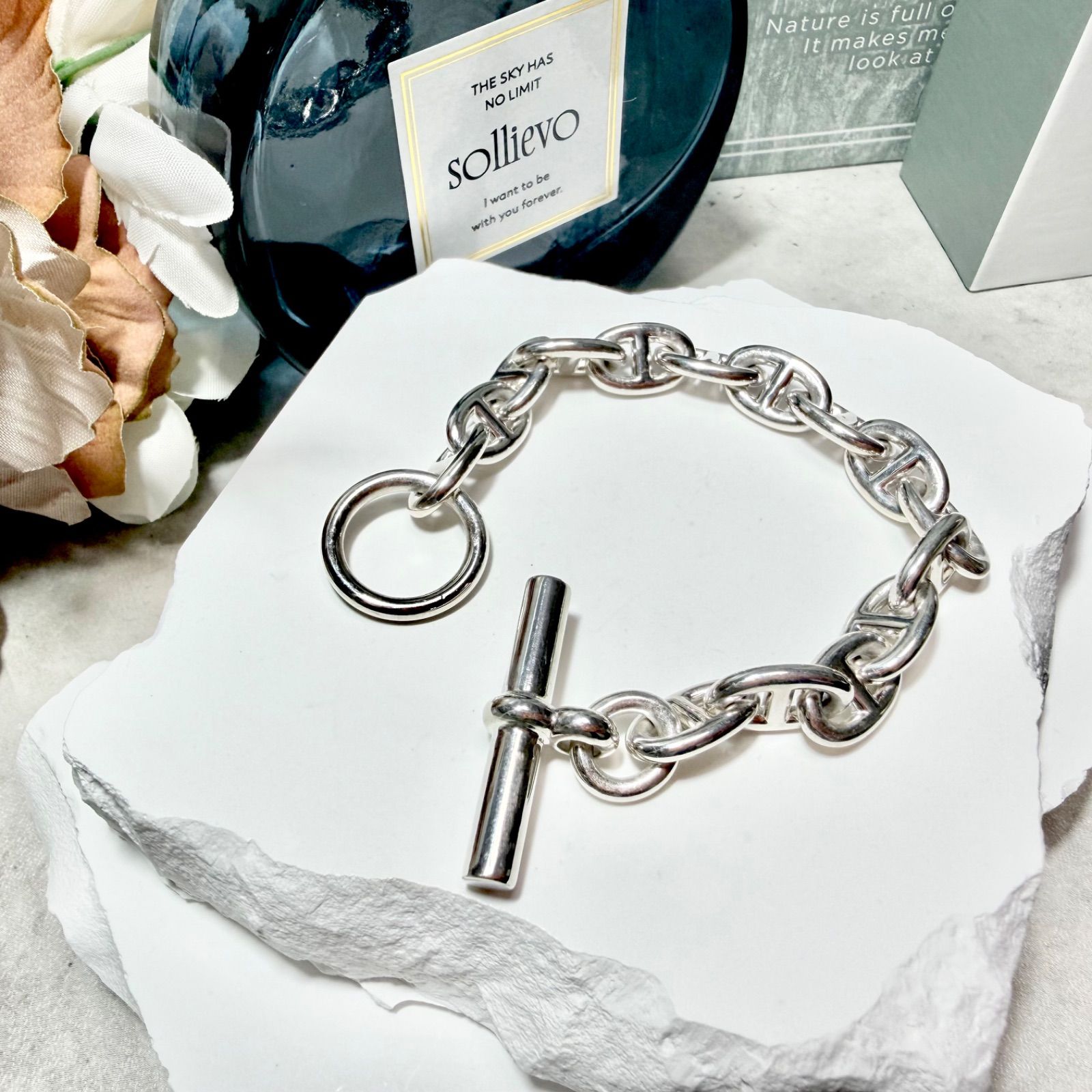 極美品 HERMES エルメス シェーヌダンクル PM 15コマ ブレスレット 