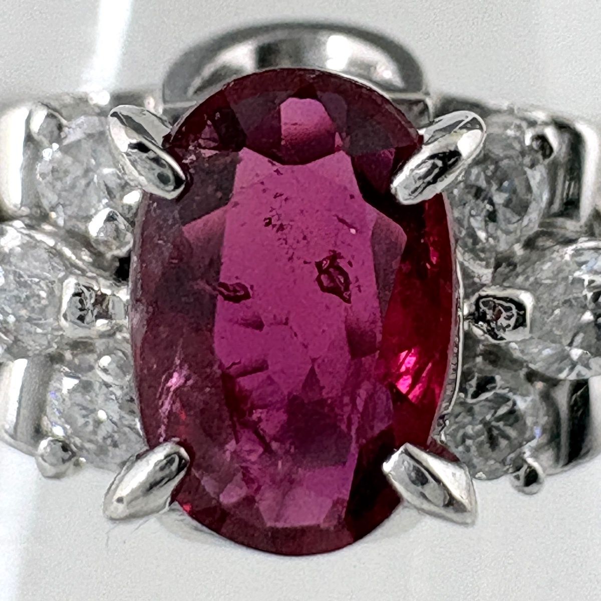 K18YG/Pt900 ルビー1.079ct メレダイヤ1.00ct デザイン リング ＃12 