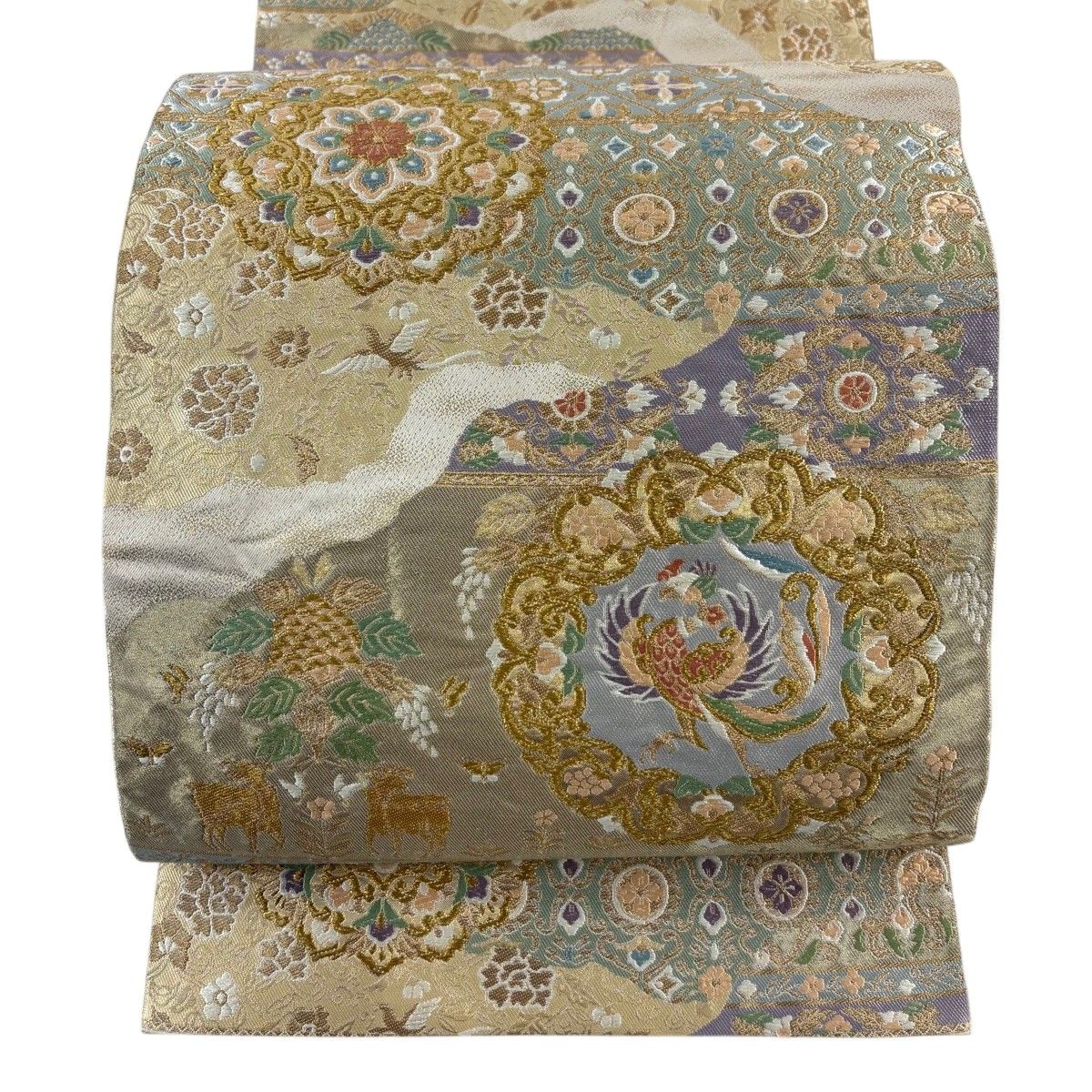 美品】 袋帯 秀品 華文 鳳凰 金糸 箔 金色 六通 正絹 【中古】 - メルカリ