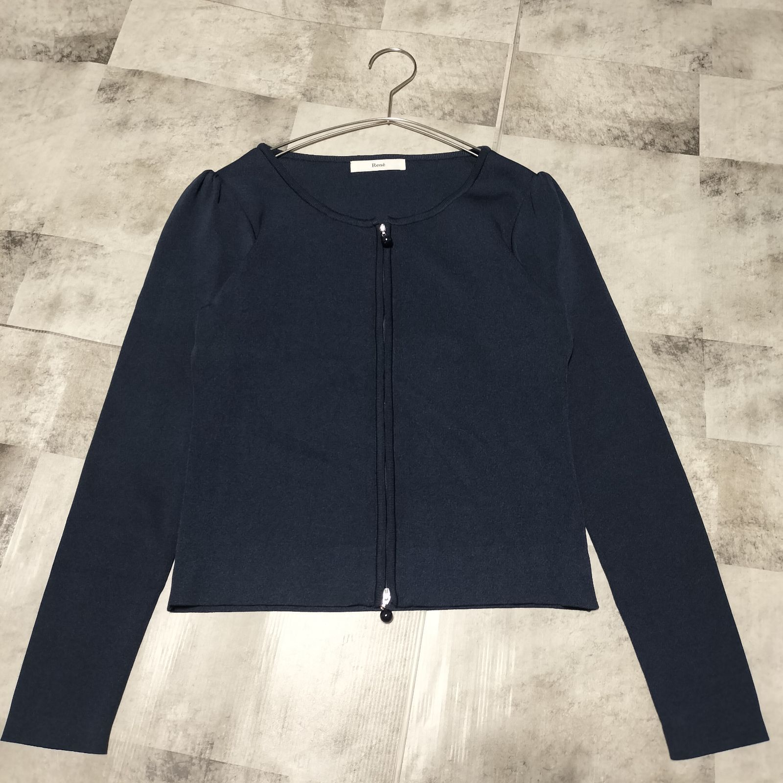 ルネ　ジャケット　カーディガン　36 美品】Rene ルネ ニット ジップ ジャケット 36サイズ S〜М相当