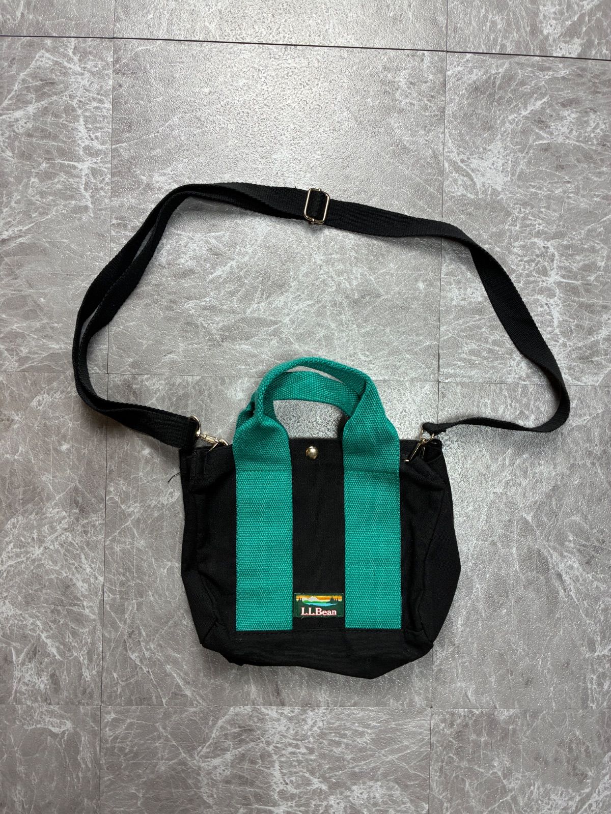 希少】L.L.Bean ミニボストンバッグ 黒 緑 バイカラー 90s