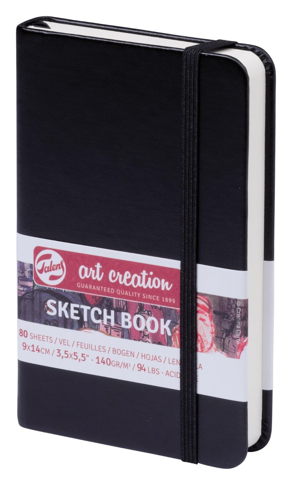 【数量限定】80枚綴じ 中性 細目 T9314-001M 厚み140G/・ 黒 9×14cm 407137 絵を描く手帳 アートクリエーションスケッチブック ターレンス