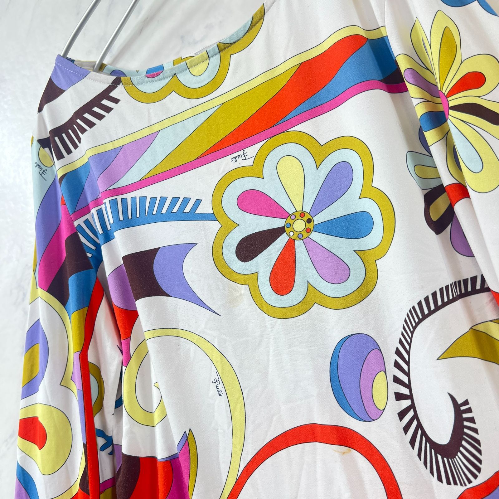 エミリオプッチ EMILIO PUCCI シャツ ワンピース チュニック ロングスリーブ コットン トップス レディース 38(M相当) ホワイト EMILIO PUCCI - エミリオプッチ EMILIO PUCCI シャツ ワンピース