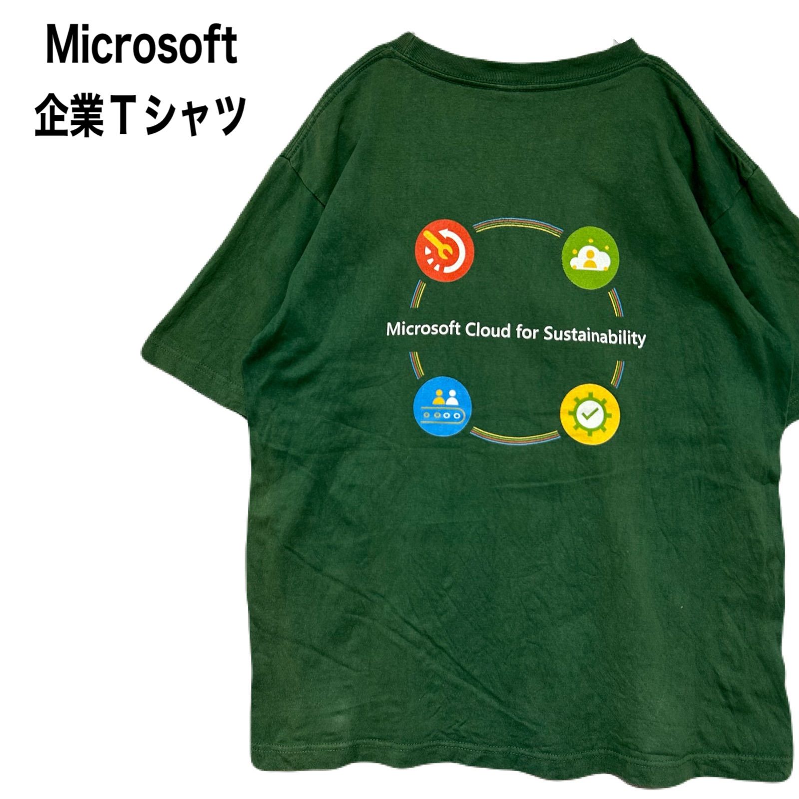 Microsoft マイクロソフト 企業Tシャツ バックプリントTシャツ M 