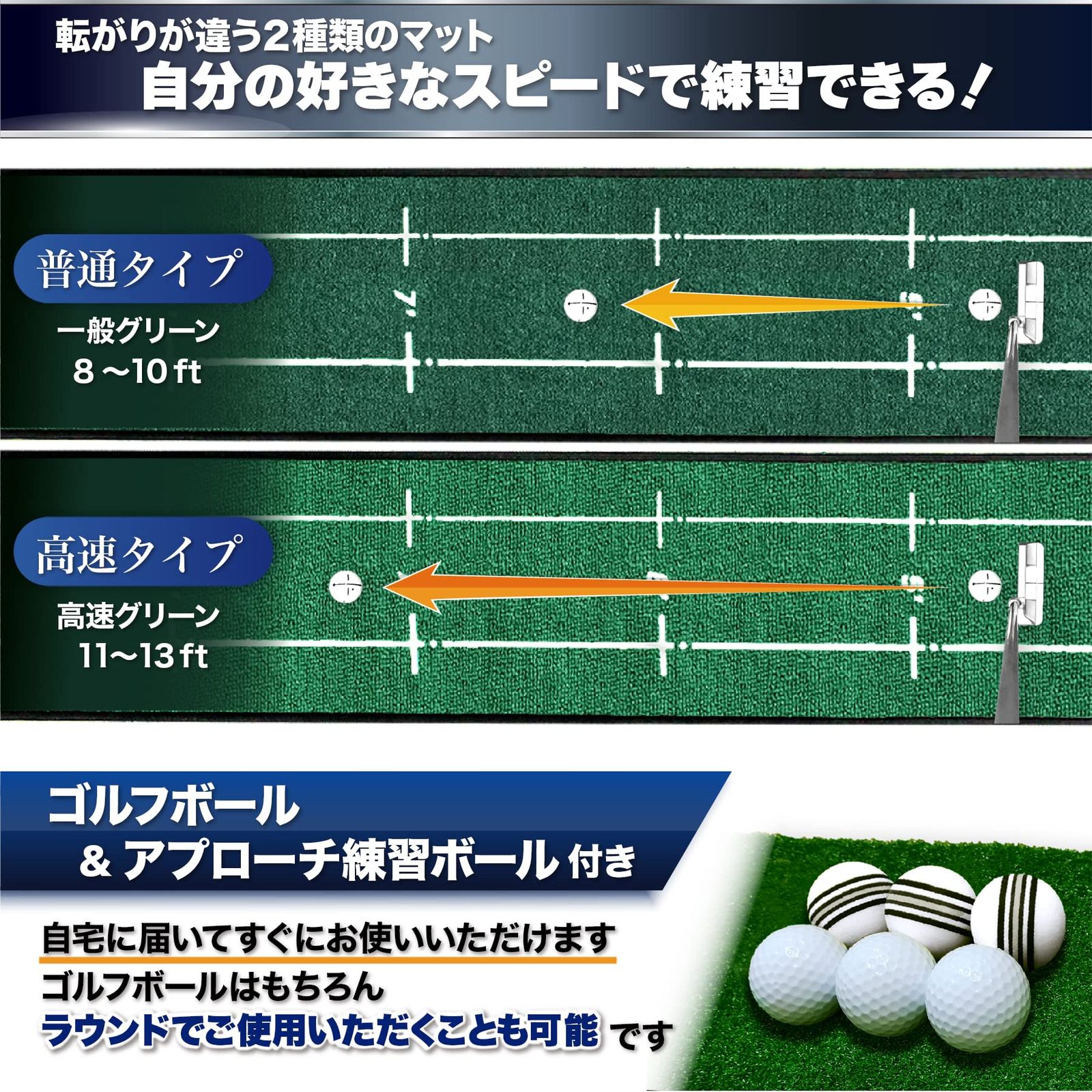 パターマット 9点セット 【アプローチも練習できる】パター練習マット 