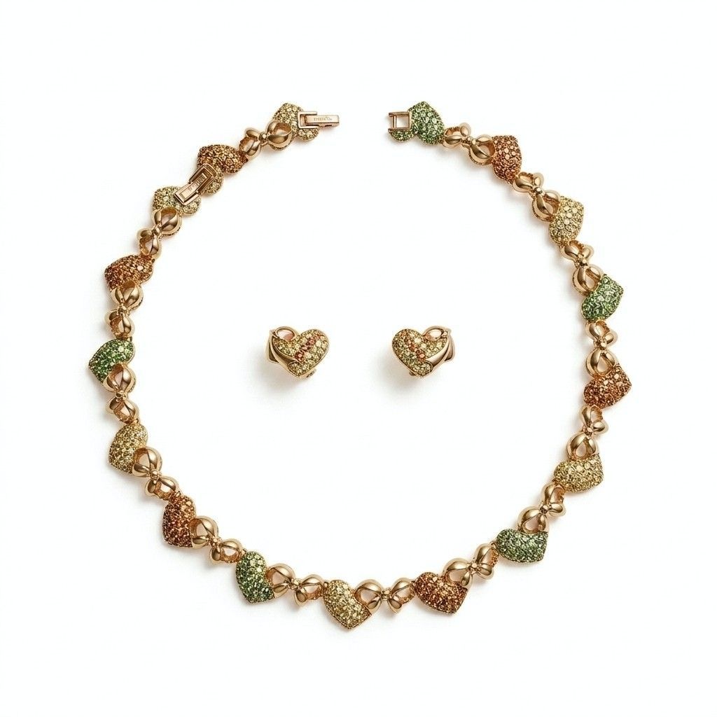 NINA RICCI ニナリッチ ハート リボン モチーフ クリスタル ネックレス 